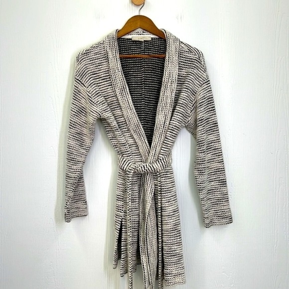 Loft - Black And White Bouche Long Sleeve Cardigan Sweater With Tie Size Medium - Picture 6 of 10